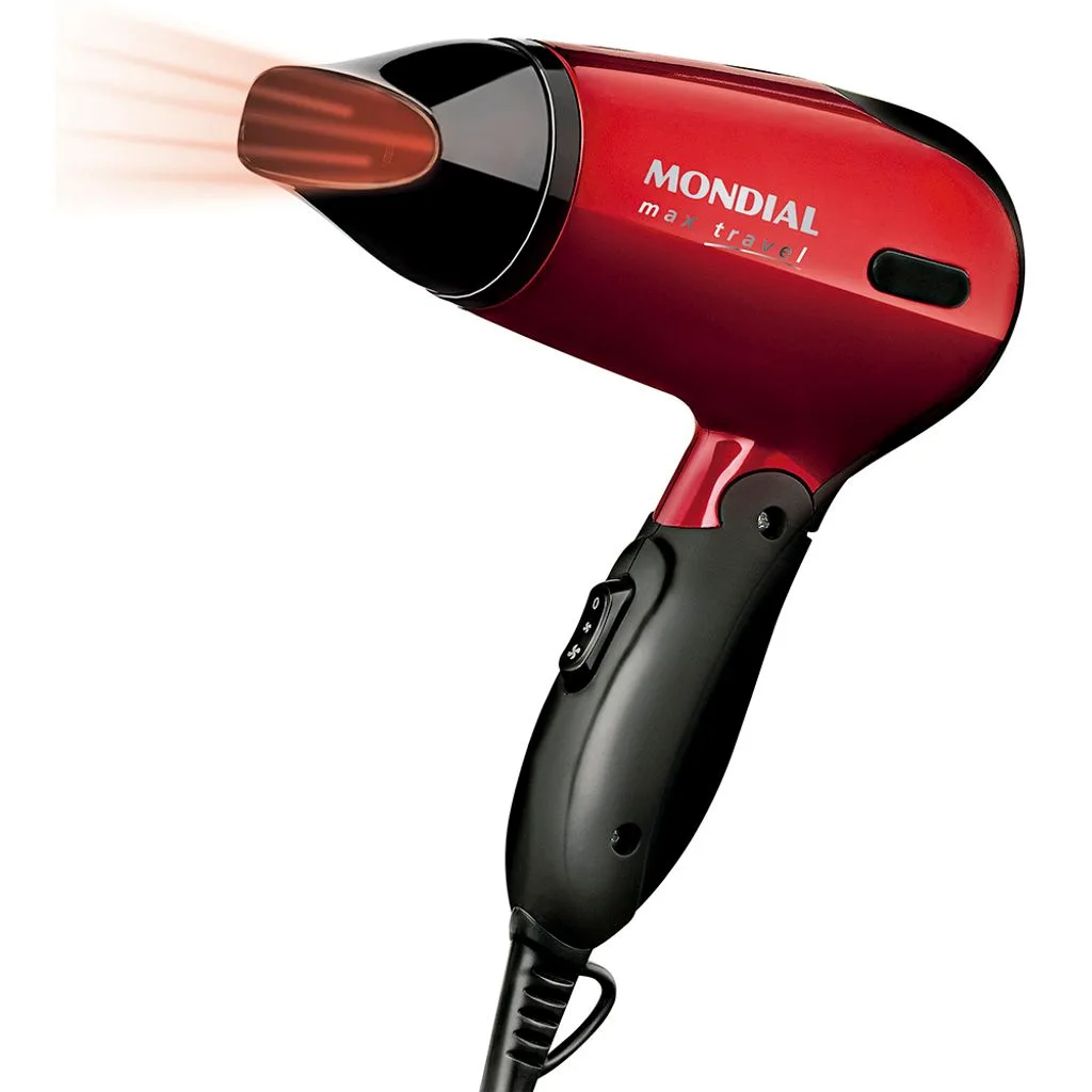 Secador Mondial Max Travel SC-10 vermelho e preto, de cabo dobrável